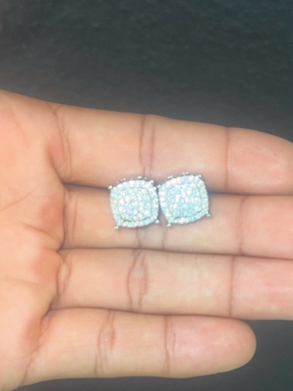 10mm Sterling Silver Square Cushion Stud Earrings with crazy shine